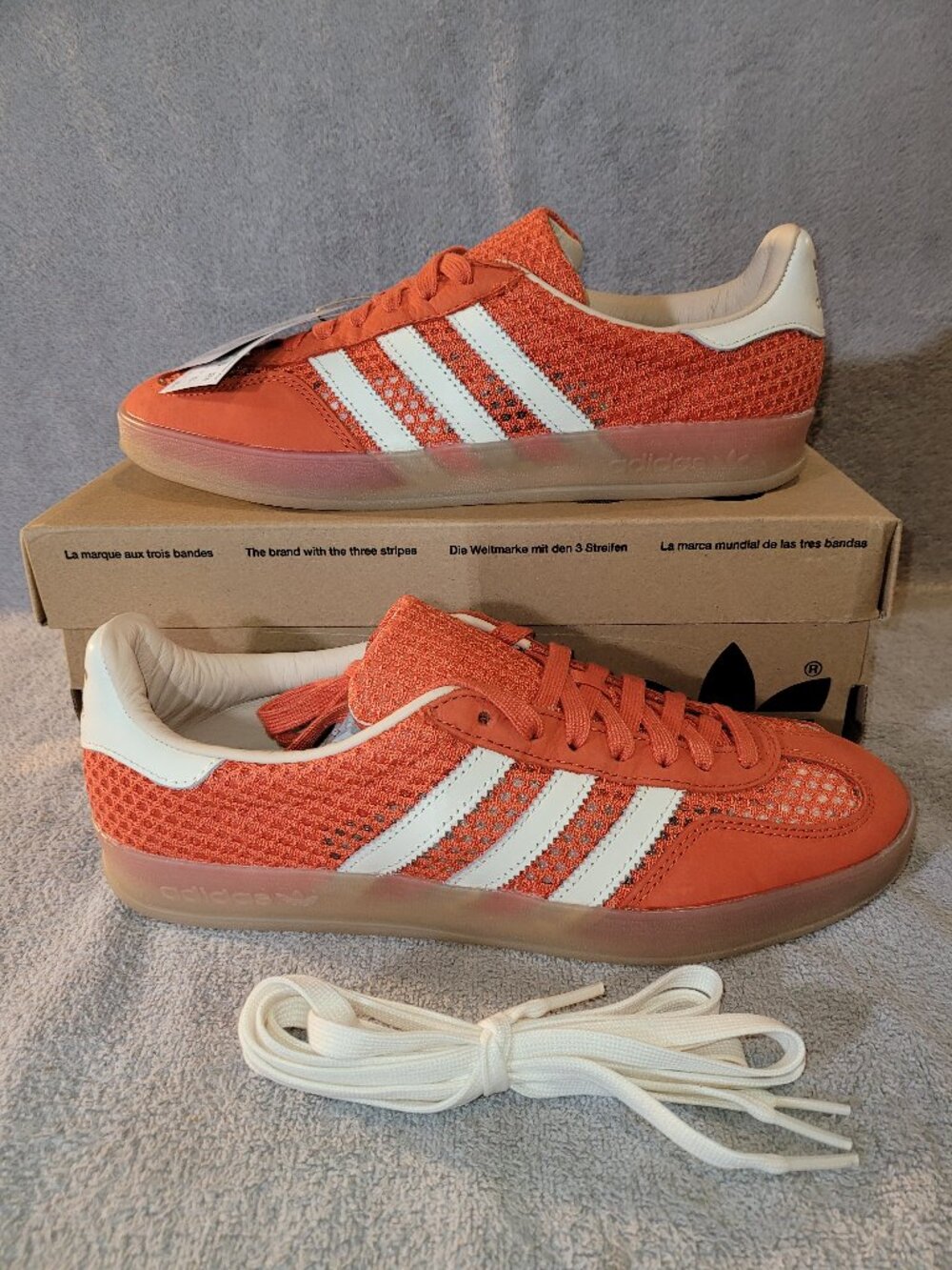 Adidas Gazelle Orange Off White Tan Gum Men's Size 9.5 Sneakers JS0713 (#2832) - Picture 2 of 16